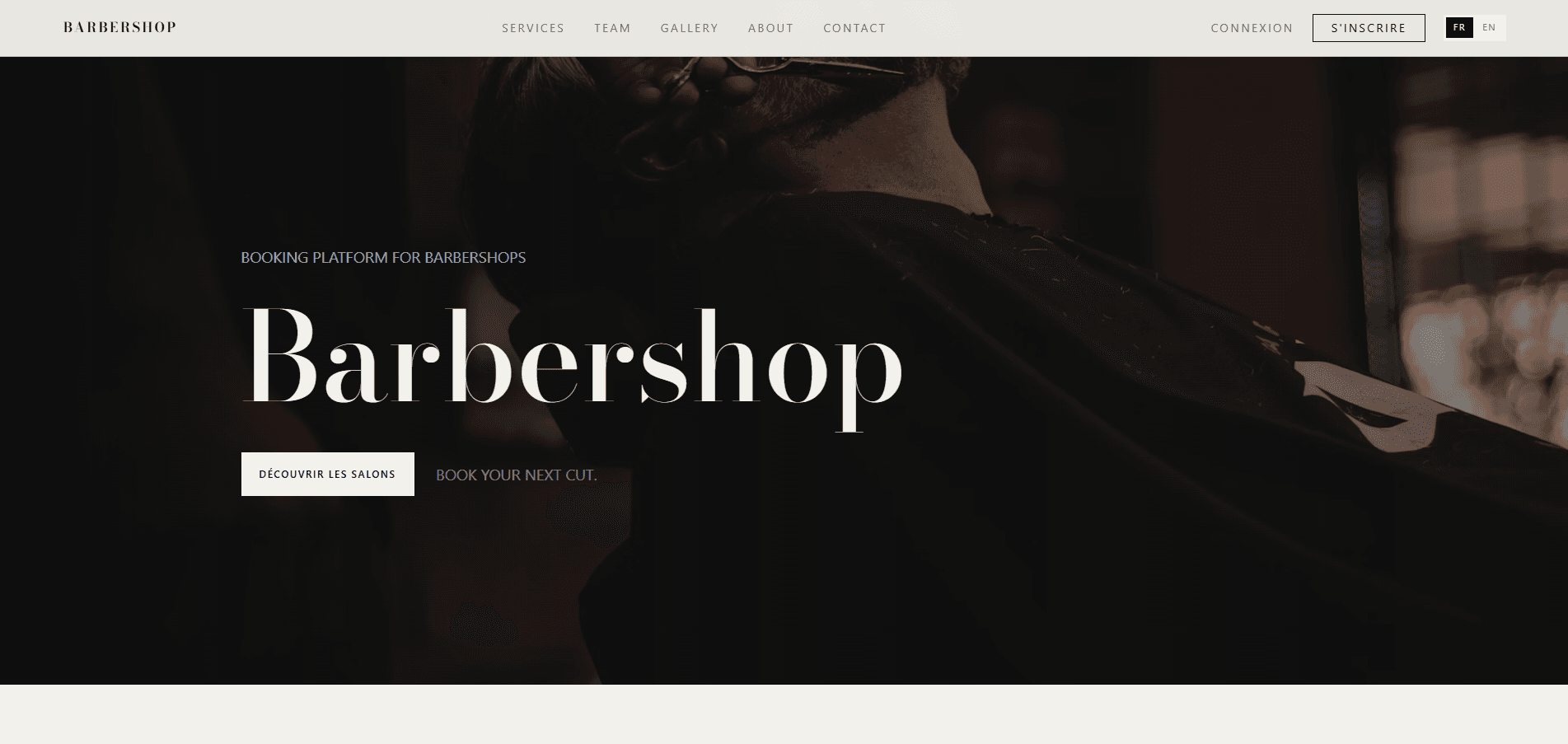 A full-screen preview of the Blitzgital Barbershop booking experience
